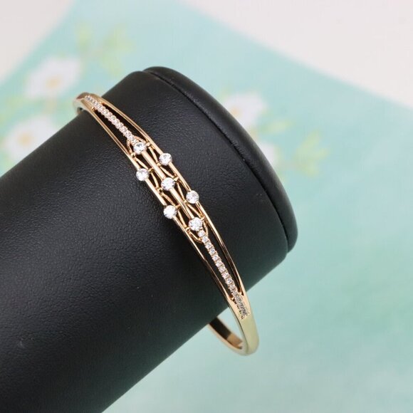 Rose Gold Bangle with Double Row Sparkling Stones, XPBL0511 - Picture 8 of 12